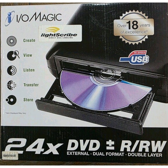 I/O Magic External DVD R/Rw Dual Format Double Layer DVD Drive LightScribe